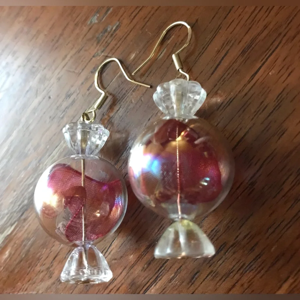 “Peppermint Discs” Wrapped Hard Candy Sweets Cinnamon Bon Bon Kawaii Red Earring